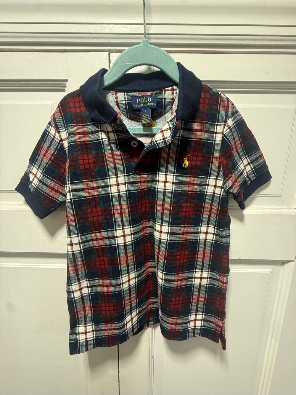 Polo by Ralph Lauren Boys Red, Navy & White Plaid Polo